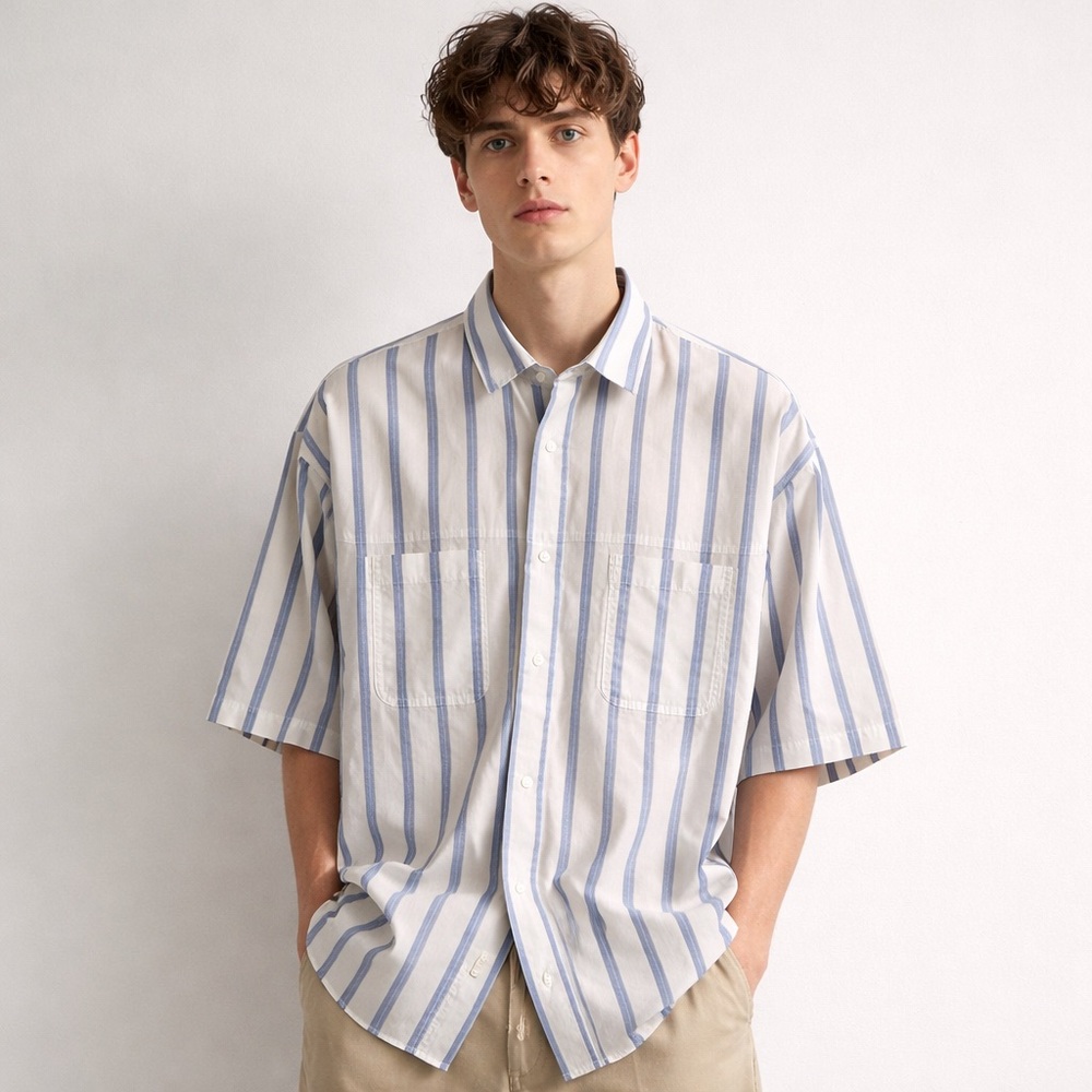 Vintage The Fox Collection Striped Button Down Shirt Large